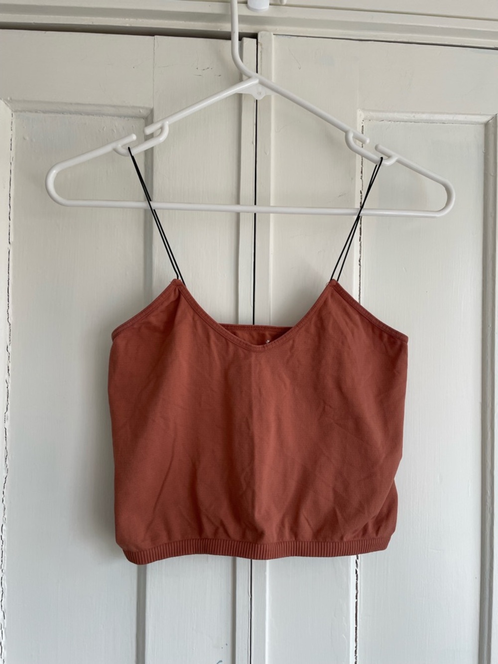 Intimately Free People Rust Cropped Cami Tank Top Stretchy M/L with Teeny Straps
